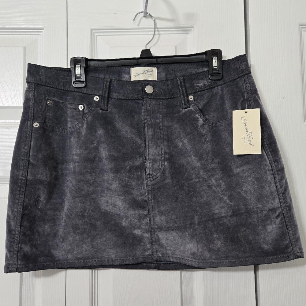 Universal Thread Blue/Gray Velvet Denim Skirt, Size 10, NWT